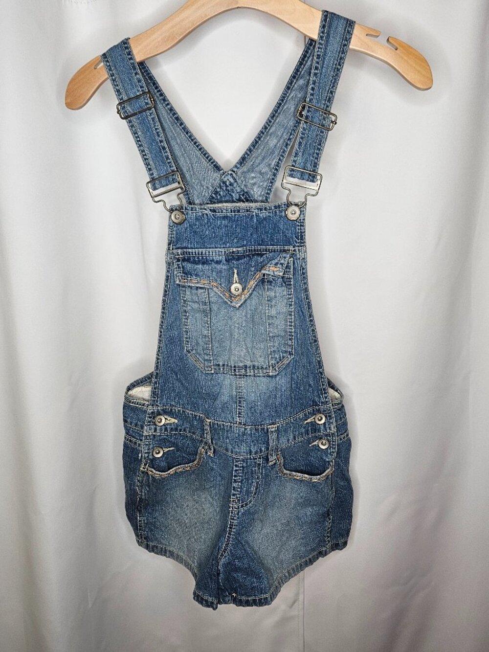 Vintage No Boundaries Y2K Denim Shortalls Overalls Dark Wash Size 5